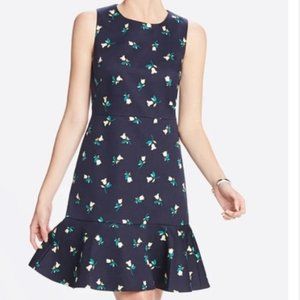 Draper James Blue Yellow  Floral Ponte Sleeveless Ruffled Sheath Dress Size 6